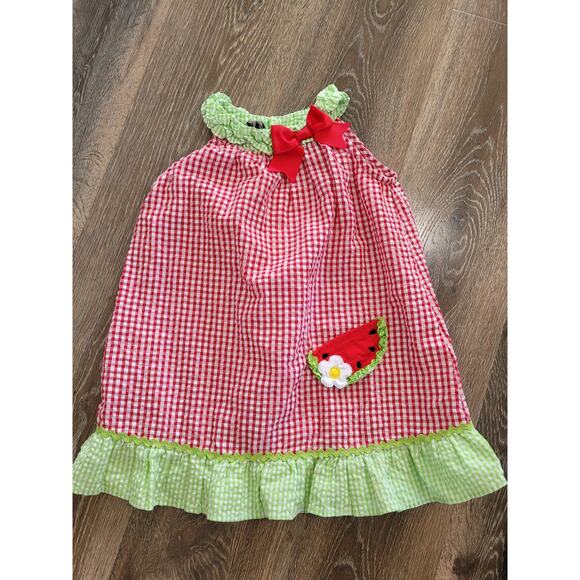 Rare Edition Toddler Girl Watermelon Gingham‎ Checkered Red Dress size 4 #8 - Picture 1 of 4